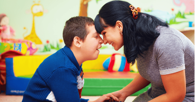 Child woth cerebral palsy interacting with grown woman. What types of outcome measures in cerebral palsy do we have?