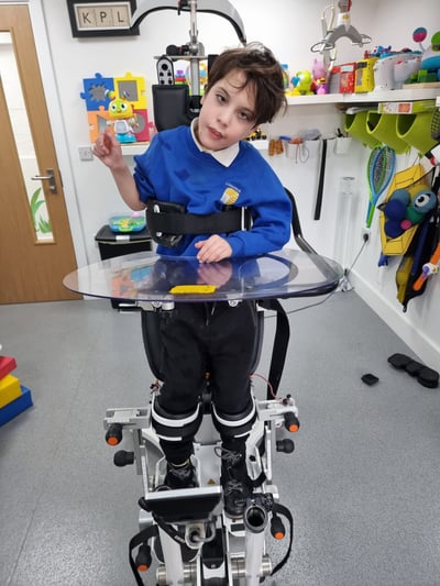 Young boy try out the innowalk Pro at Kids Physio in London