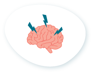 Abbildung zeigt ein Gehirn mit Blitzen